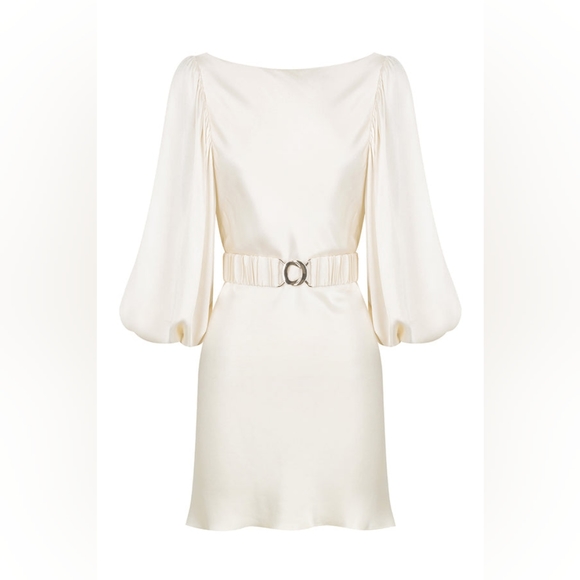 SHONA JOY La Lune Balloon Sleeve Mini Dress w Belt in Cream *NWT Size 12* - Picture 12 of 12